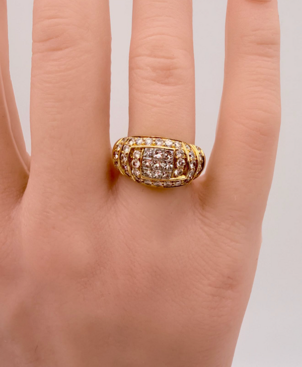 K18 Yellow Gold 1.10ct Natural Diamond Wide Band Ring 7.9g Size 5.5 Statement