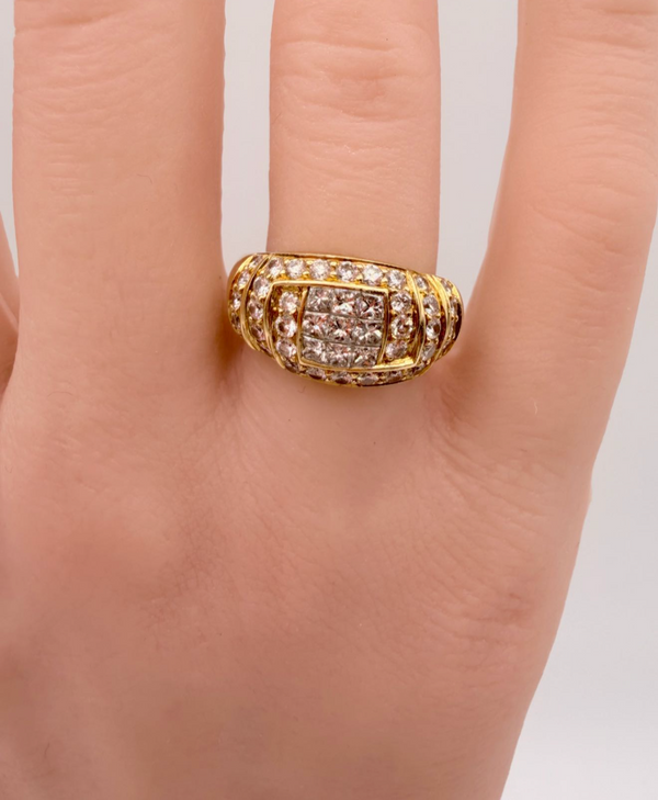 K18 Yellow Gold 1.10ct Natural Diamond Wide Band Ring 7.9g Size 5.5 Statement