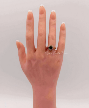 K18 Yellow Gold 0.81ct Emerald & 0.88ct Diamond Halo Cluster Ring 5.6g Size 5.75