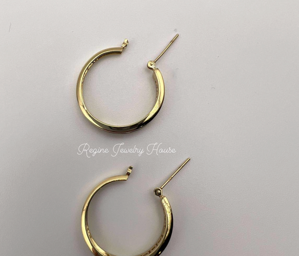 K18 Yellow Gold Channel Set Diamond Hoop Earrings