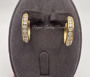 K18 Yellow Gold Channel Set Diamond Hoop Earrings