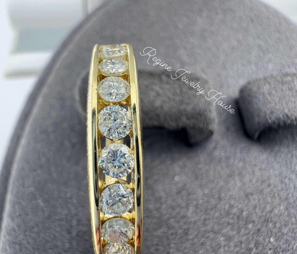 K18 Yellow Gold Channel Set Diamond Hoop Earrings