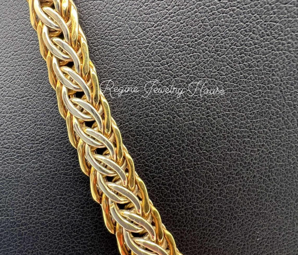 Heavy K18 Yellow Gold Necklace 30g 43cm 17in Woven Wheat Chain K18  Estate