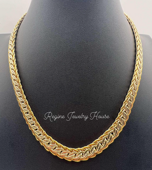 Heavy K18 Yellow Gold Necklace 30g 43cm 17in Woven Wheat Chain K18  Estate