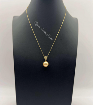 Exquisite K18 Yellow&nbsp;Gold Golden South Sea Pearl &amp; Diamond Necklace