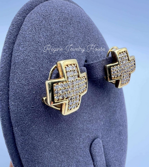 K18 Yellow Gold Channel Set Diamond Earrings