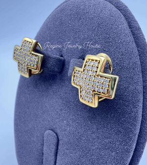 K18 Yellow Gold Channel Set Diamond Earrings