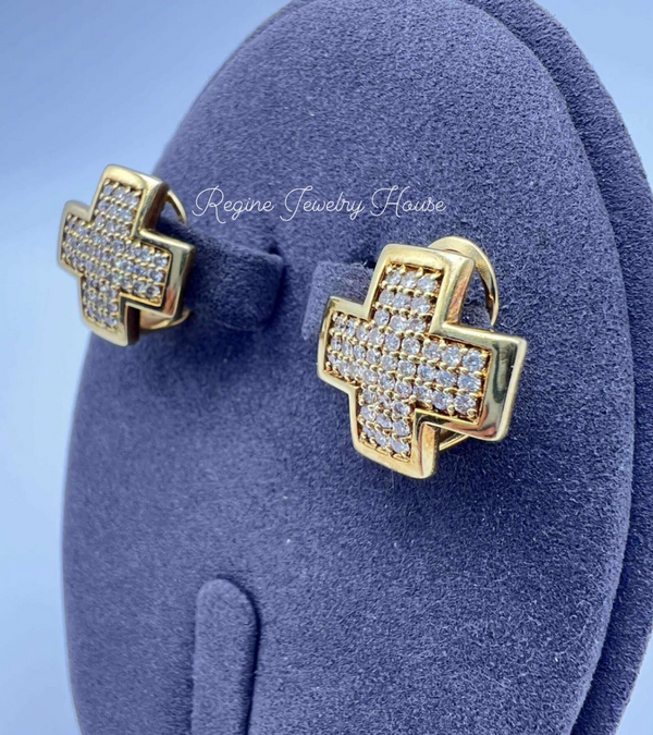 K18 Yellow Gold Channel Set Diamond Earrings