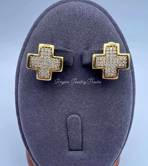 K18 Yellow Gold Channel Set Diamond Earrings