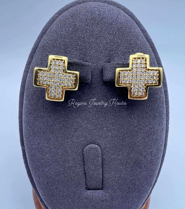 K18 Yellow Gold Channel Set Diamond Earrings