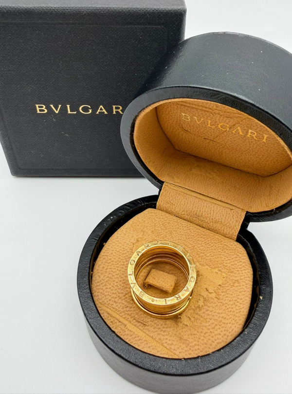 BVLGARI B.zero1 5-Band Ring 750 Yellow Gold Size 55 US 7.25 Wide 11.3g w/Box