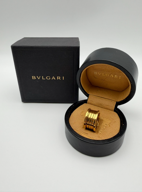 BVLGARI B.zero1 5-Band Ring 750 Yellow Gold Size 55 US 7.25 Wide 11.3g w/Box