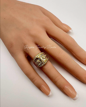 K18 Yellow Gold 2.00ct Diamond Belt Ring - Size US 7.5 / JP 15 - Luxury Pave & Baguette Band