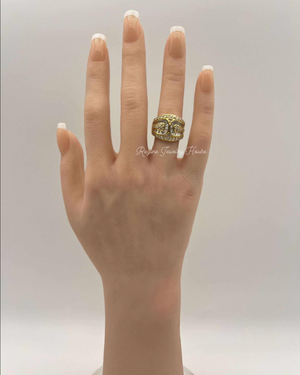 K18 Yellow Gold 2.00ct Diamond Belt Ring - Size US 7.5 / JP 15 - Luxury Pave & Baguette Band