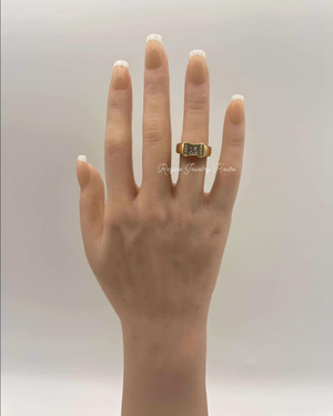 18K Yellow Gold Diamond Ring 0.60ct Size 5 US - Princess Cut Quad Geometric Design 5.0g