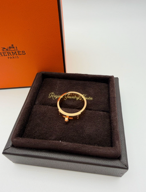 Authentic HERMES Kelly Diamond Ring - 18K Pink Gold (750) Size 49 - Classic Lock Motif