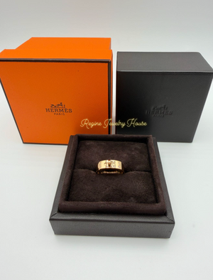 Authentic HERMES Kelly Diamond Ring - 18K Pink Gold (750) Size 49 - Classic Lock Motif