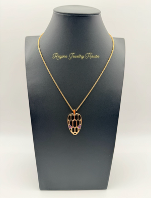 Authentic BVLGARI Serpenti 18K Rose Gold Necklace - Amethyst Eyes & Geometric Scales - Box & Certificarion