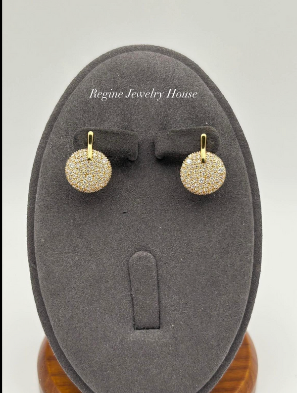 K18 Yellow Gold Pavé Diamond Earrings