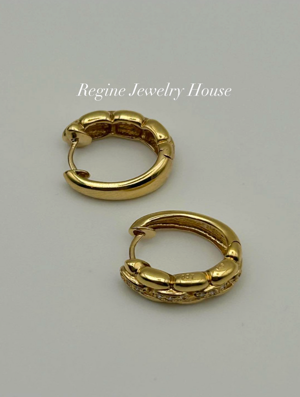 K18 Yellow Gold Diamond Hoop Earrings