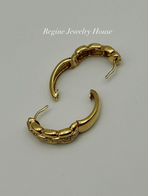 K18 Yellow Gold Diamond Hoop Earrings