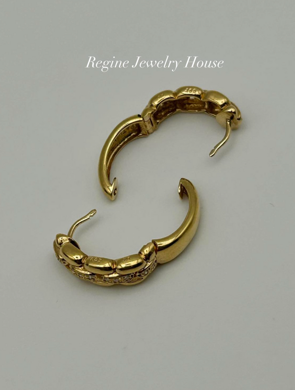 K18 Yellow Gold Diamond Hoop Earrings