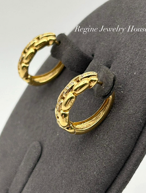 K18 Yellow Gold Diamond Hoop Earrings