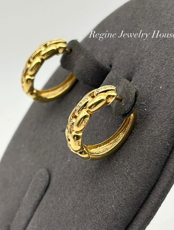 K18 Yellow Gold Diamond Hoop Earrings