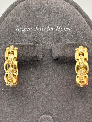 K18 Yellow Gold Diamond Hoop Earrings