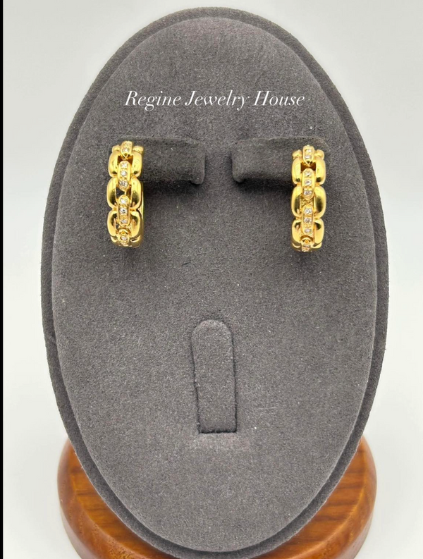 K18 Yellow Gold Diamond Hoop Earrings