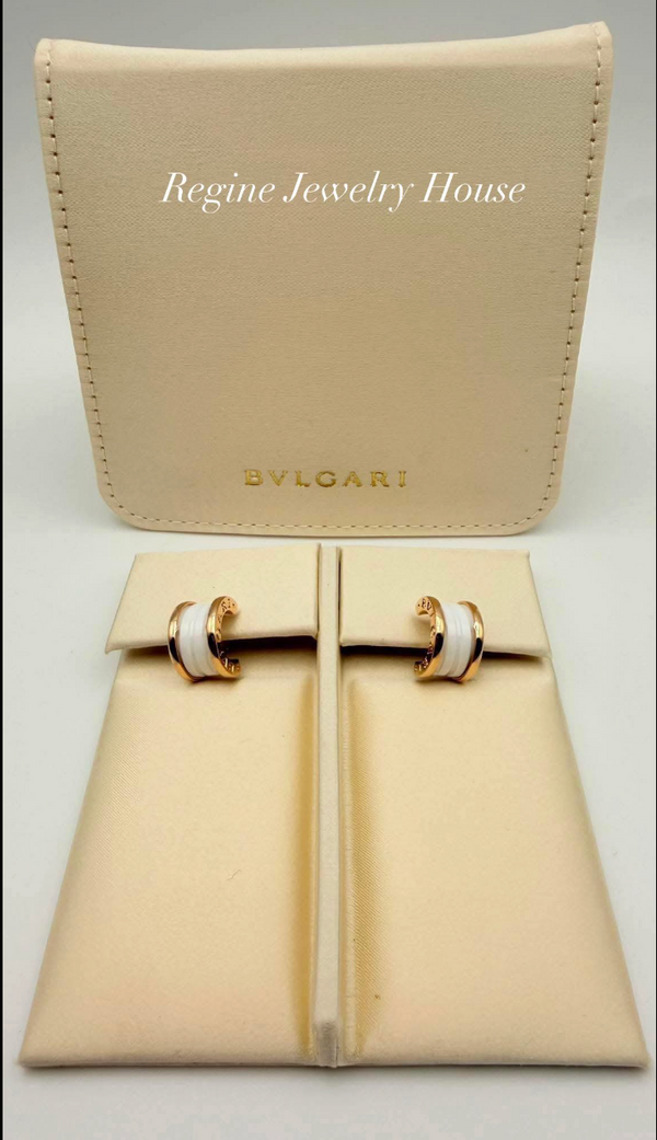 BVLGARI B.zero1 Ceramic Earrings in 18K Rose Gold