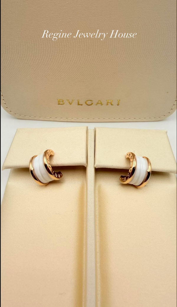 BVLGARI B.zero1 Ceramic Earrings in 18K Rose Gold