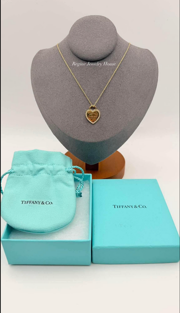 Tiffany & Co. Return to Tiffany Diamond Heart Necklace in Yellow Gold.