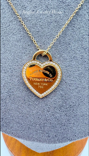 Tiffany & Co. Return to Tiffany Diamond Heart Necklace in Yellow Gold.