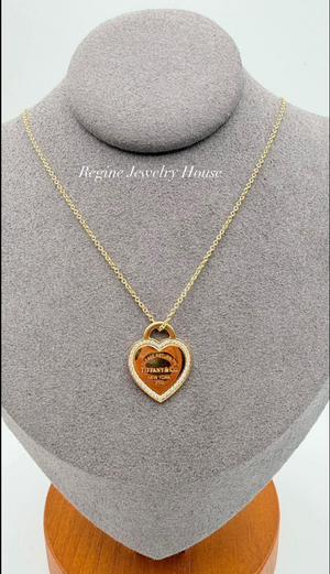Tiffany & Co. Return to Tiffany Diamond Heart Necklace in Yellow Gold.