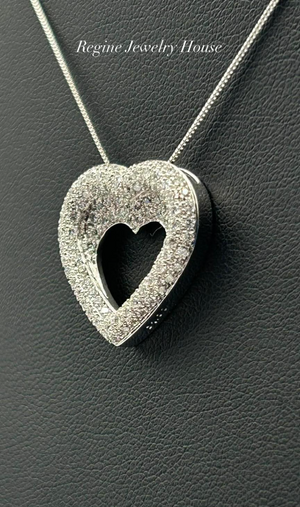 K18 White Gold Diamond Heart Necklace