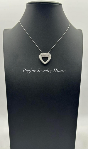 K18 White Gold Diamond Heart Necklace