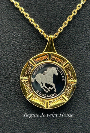 K18 / PT999.5 Diamond Coin Necklace with Certificate