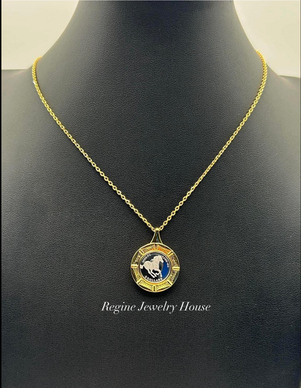 K18 / PT999.5 Diamond Coin Necklace with Certificate