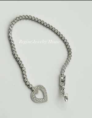 K14 White Gold Tennis Bracelet with Natural Diamond