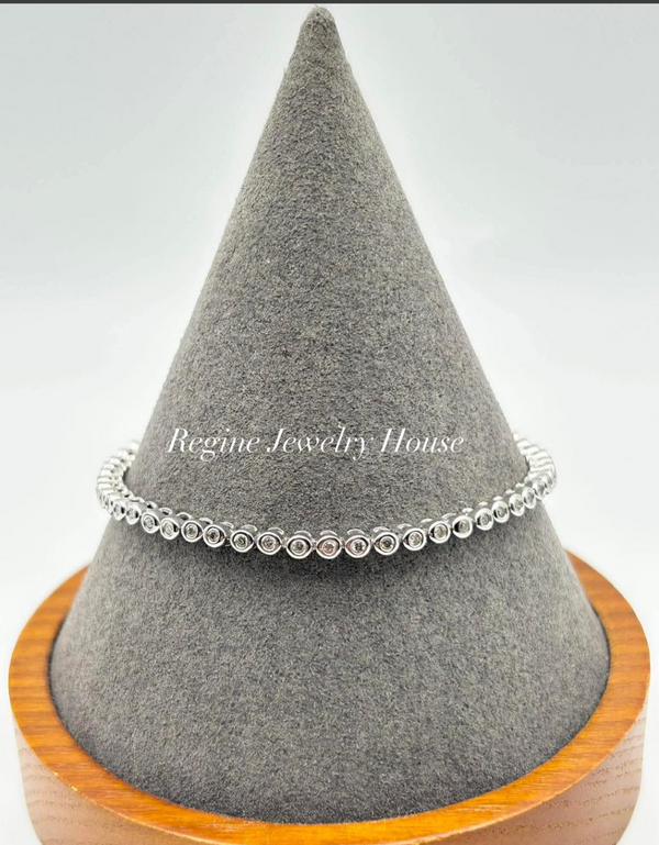 K14 White Gold Tennis Bracelet with Natural Diamond