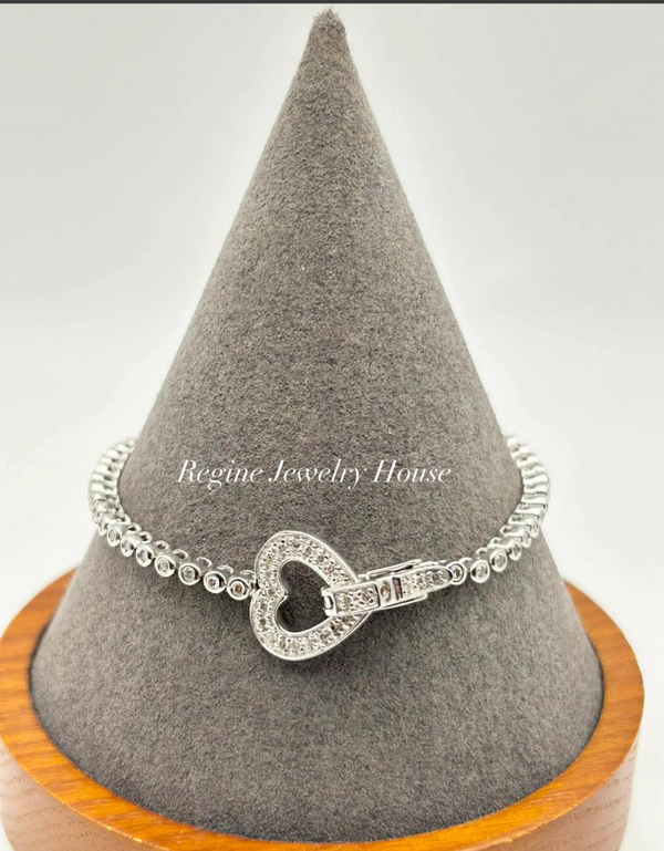 K14 White Gold Tennis Bracelet with Natural Diamond