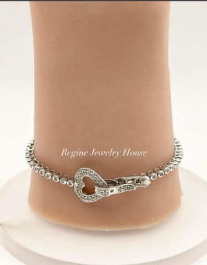 K14 White Gold Tennis Bracelet with Natural Diamond