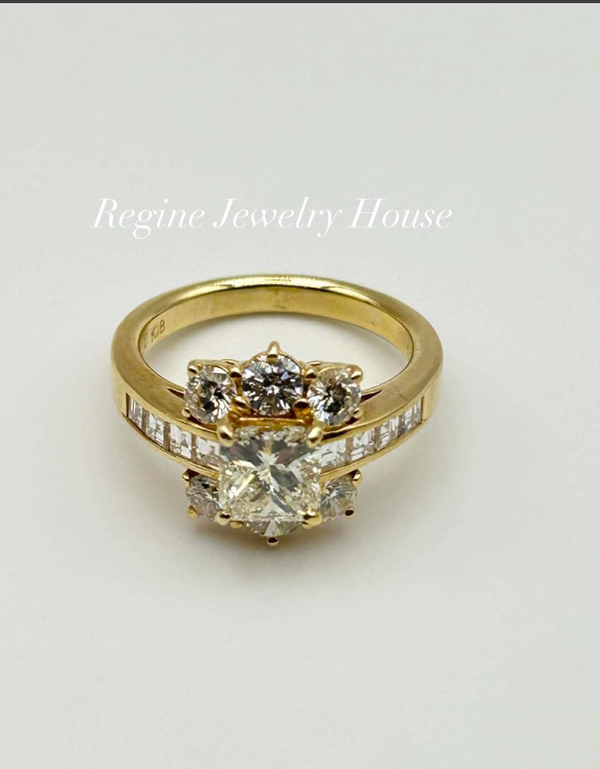 K18 Yellow Gold Diamond Ring with Certificate