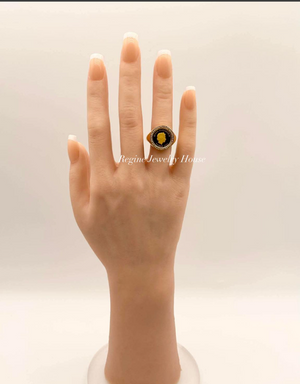 999.9 / K18 Yellow Gold Diamond Coin Ring