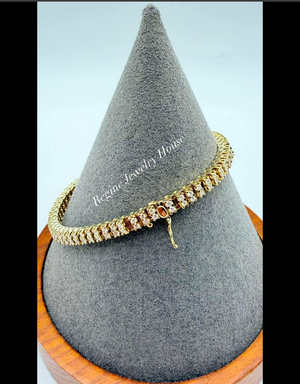 Elegant K18 Yellow Gold Diamond Tennis Bracelet