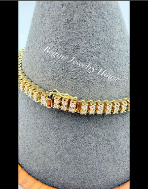 Elegant K18 Yellow Gold Diamond Tennis Bracelet