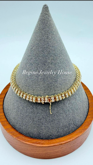 Elegant K18 Yellow Gold Diamond Tennis Bracelet
