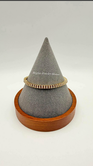 Elegant K18 Yellow Gold Diamond Tennis Bracelet