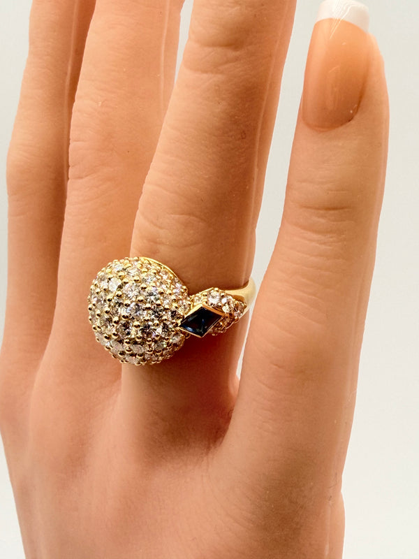 Piaget Pavé Diamond & Sapphire Dome Ring (750 Yellow Gold)
